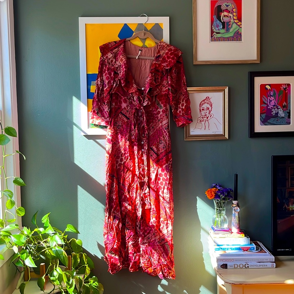 Free People paisley long sleeve maxi dress
